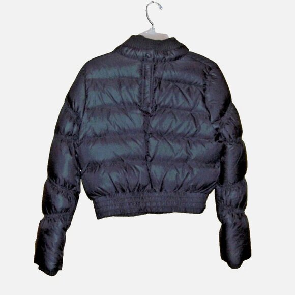 BCBG MAX AZRIA Angelica Down Bomber Motorcycle Puffer Jacket Black Sz M Medium - Picture 3 of 3